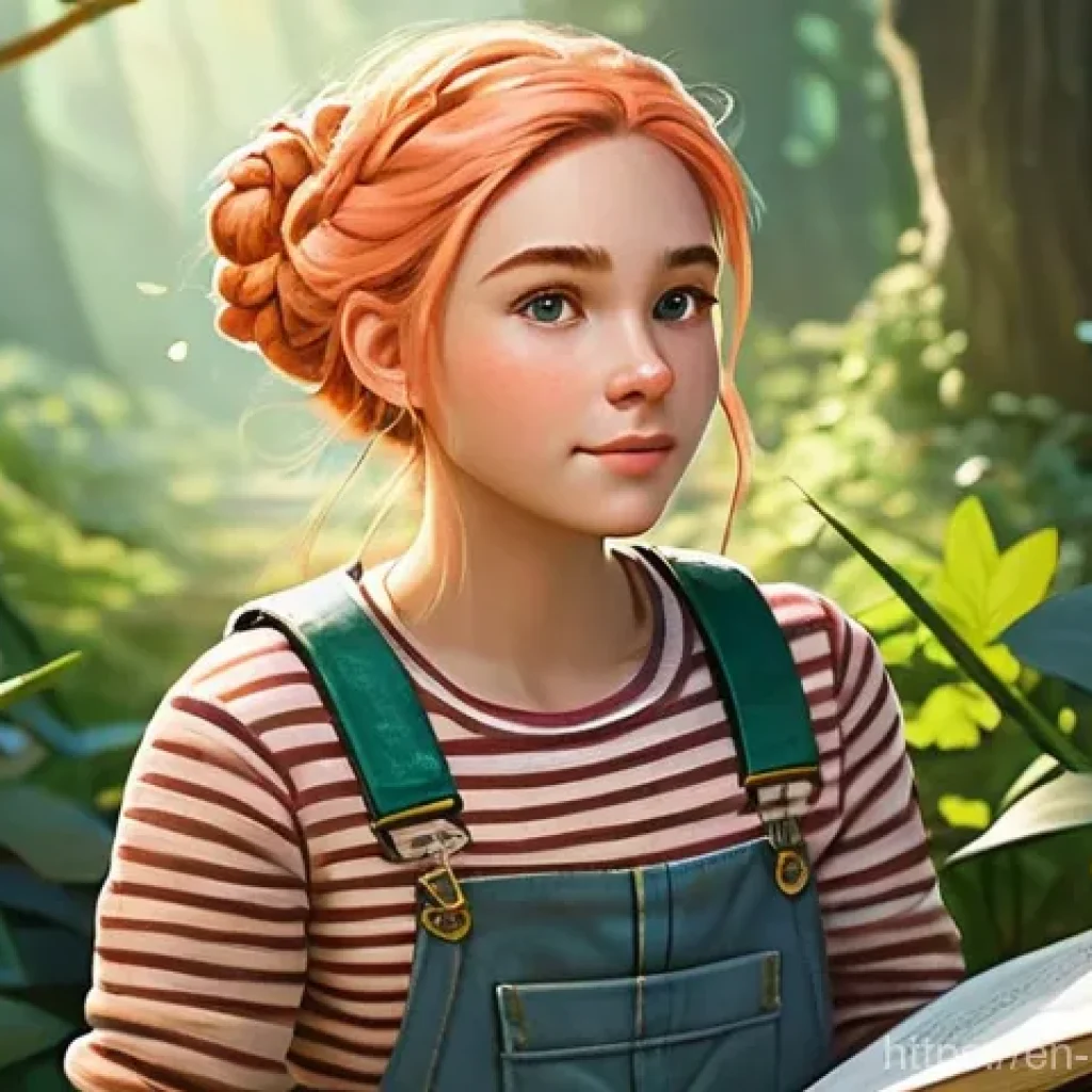 캐릭터 디자인 경력 개발 플랜 - **A whimsical young female adventurer with a vibrant artistic voice.**
    Create a full-body charac...