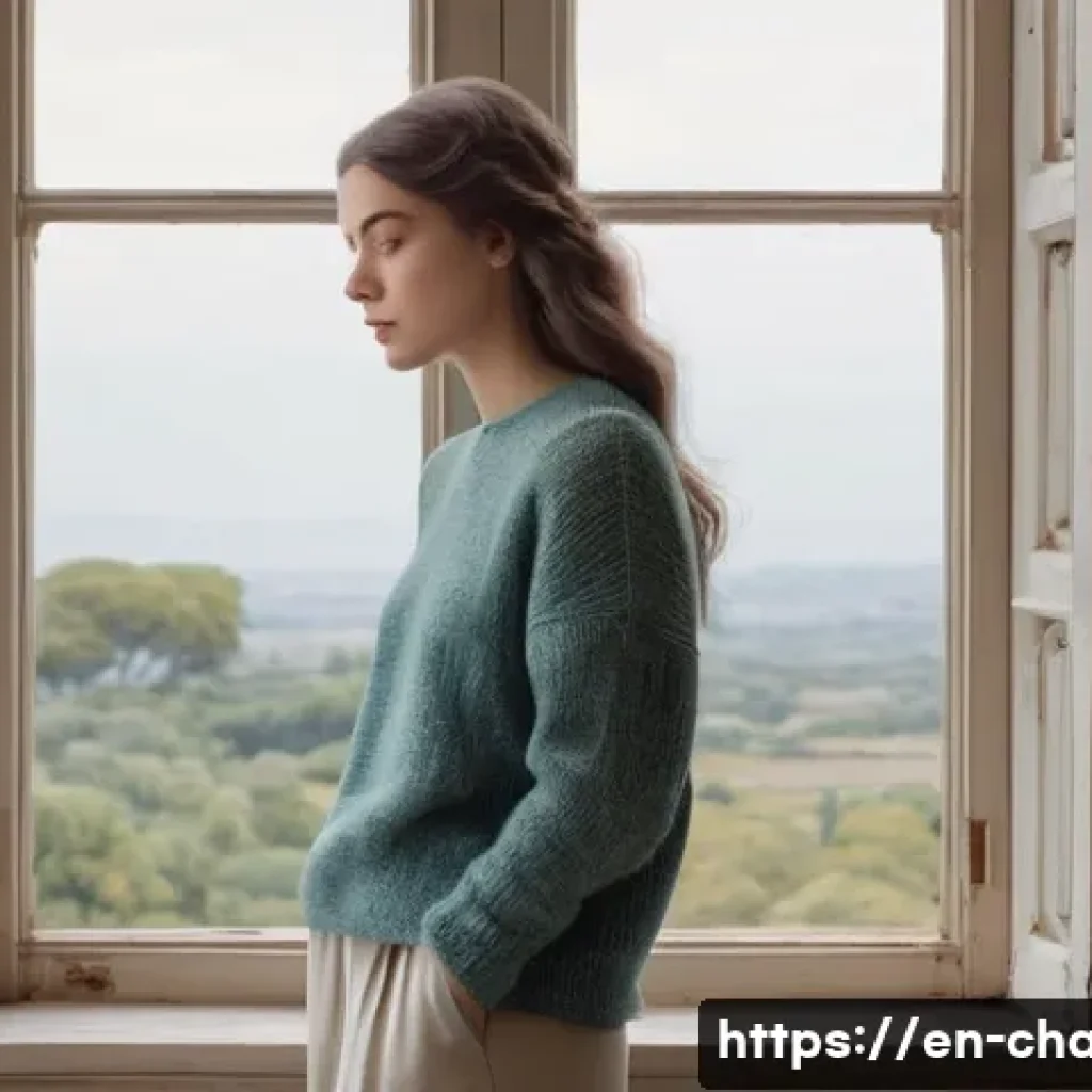 캐릭터 디자인의 강력한 감정 표현법 - **Prompt 1: Quiet Melancholy and Introspection**
    A young woman stands by a large, arched window ...