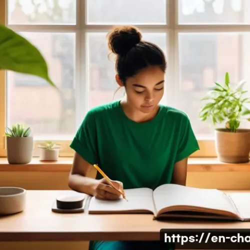 Home 24 캐릭터 디자인 프리랜서의 하루 - **"The Dawn of Creation" Morning Ritual:** A female character designer in her late 20s, with a soft,...