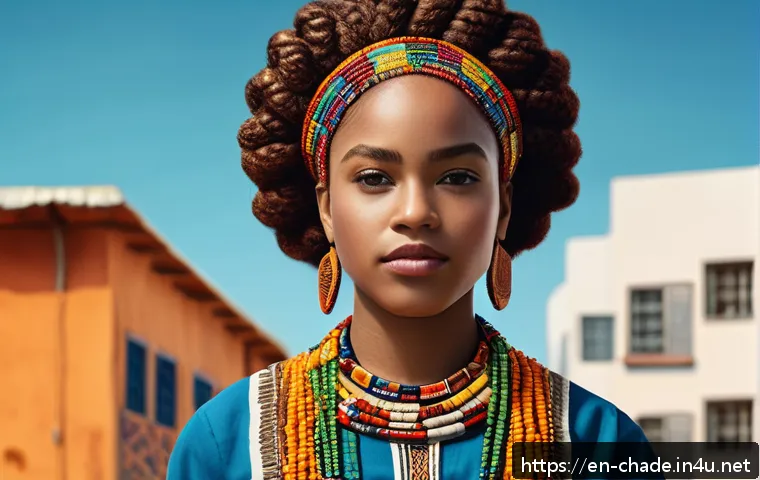 캐릭터 디자인 트렌드 분석 사례 - A confident young female protagonist with Afro-textured hair styled in intricate braids adorned with...