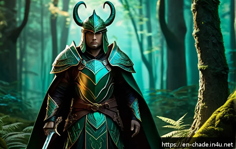 캐릭터 디자인 관련 인기 서적 - A fantasy warrior character standing confidently in a lush forest setting, wearing ornate, exaggerat...