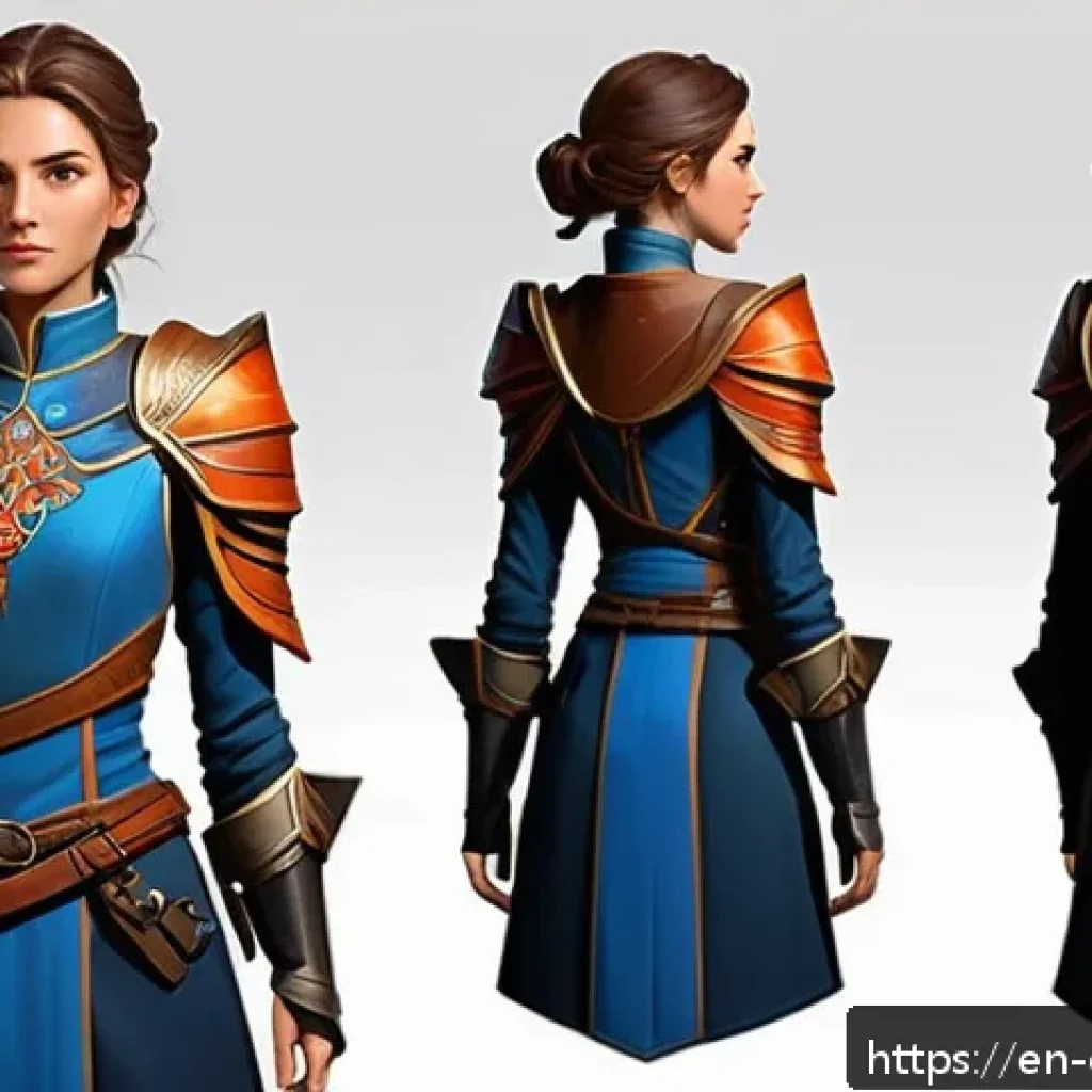 캐릭터 디자인 학습 루트 - A dynamic character design featuring a heroic young woman with a bold, clear silhouette composed of ...